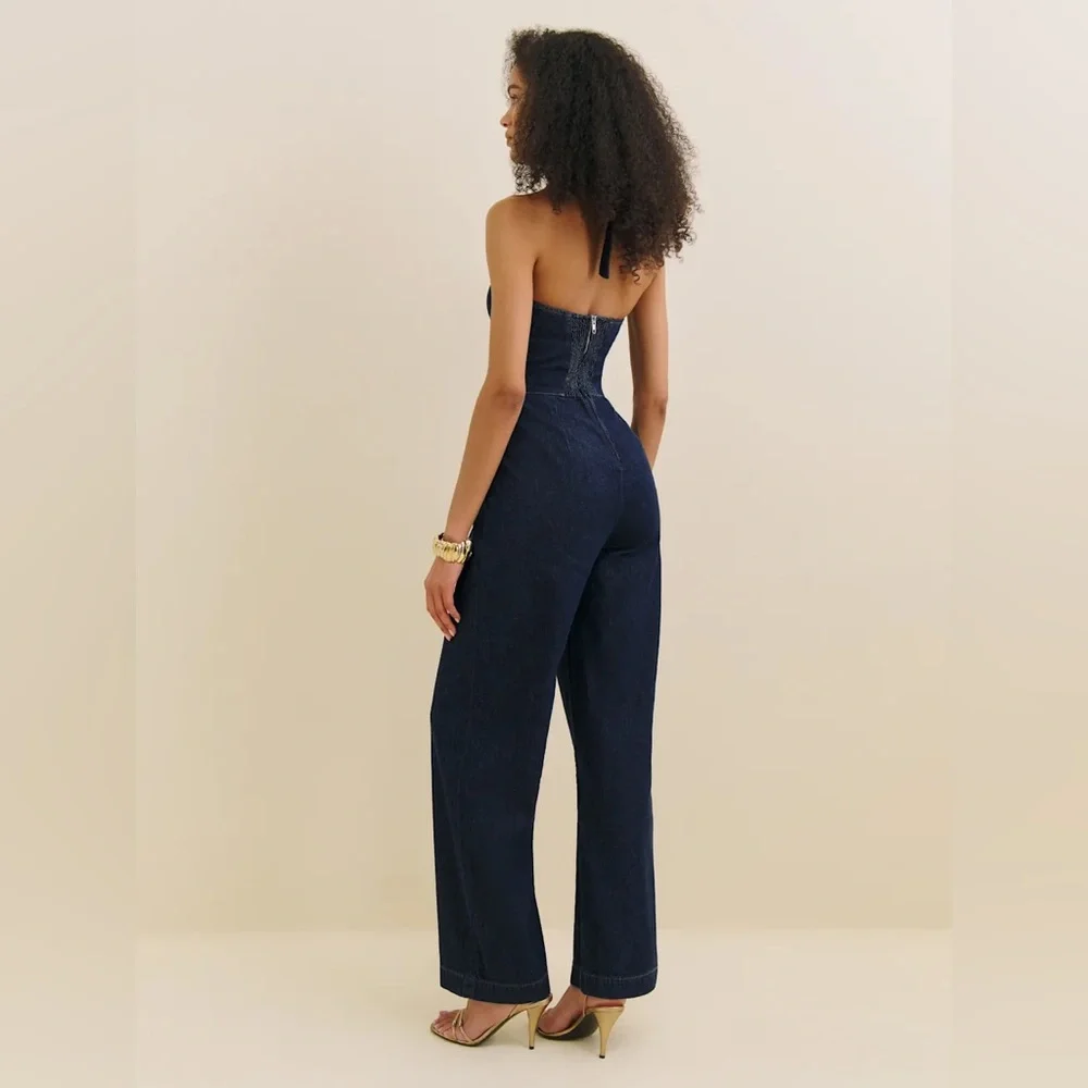 Reformation Danna Halter Denim Jumpsuit - Picture 4 of 4